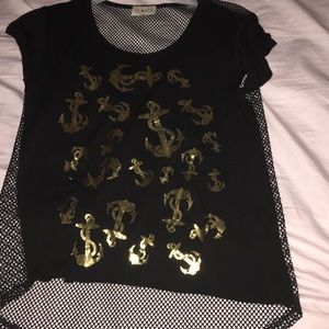Black mesh anchor shirt